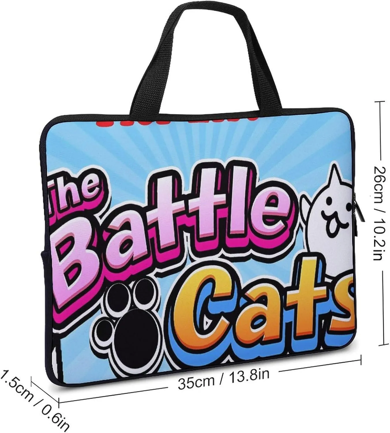 Battle-Cats Slim Laptop Bag - Lightweight And Water-Resistant Carrying Case with Handle
