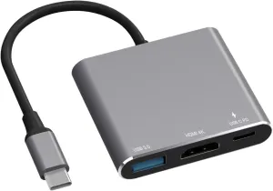 Battony Multiport AV Adapter with 4K HDMI Output USB 3.0 Port & USB-C Fasting Charging Port Compatible for MacBook Pro M1/16-20 Air M1/18-20 Ipad pro iMac and Other usbc Devices
