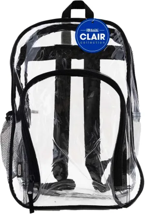 BAZIC Clear Backpack Clair 17", Transparent Bag Large Capacity Waterproof, See Through Plastic School Bag, Security Travel Sports Events, 24-Pack