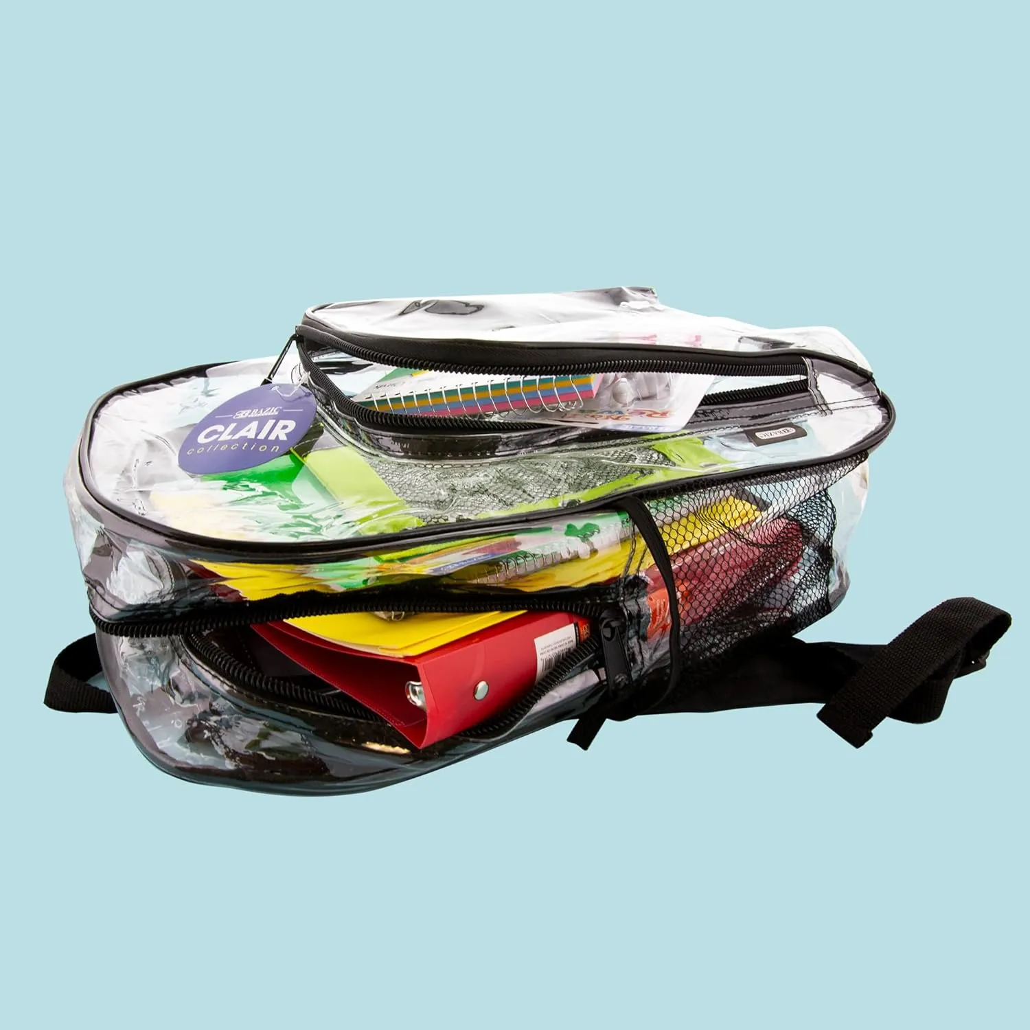 BAZIC Clear Backpack Clair 17", Transparent Bag Large Capacity Waterproof, See Through Plastic School Bag, Security Travel Sports Events, 24-Pack