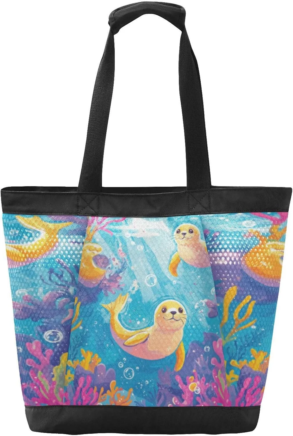 Beach Bag for Women Waterproof Sandproof Mesh Beach Tote Bag with Zipper and Pockets 1A