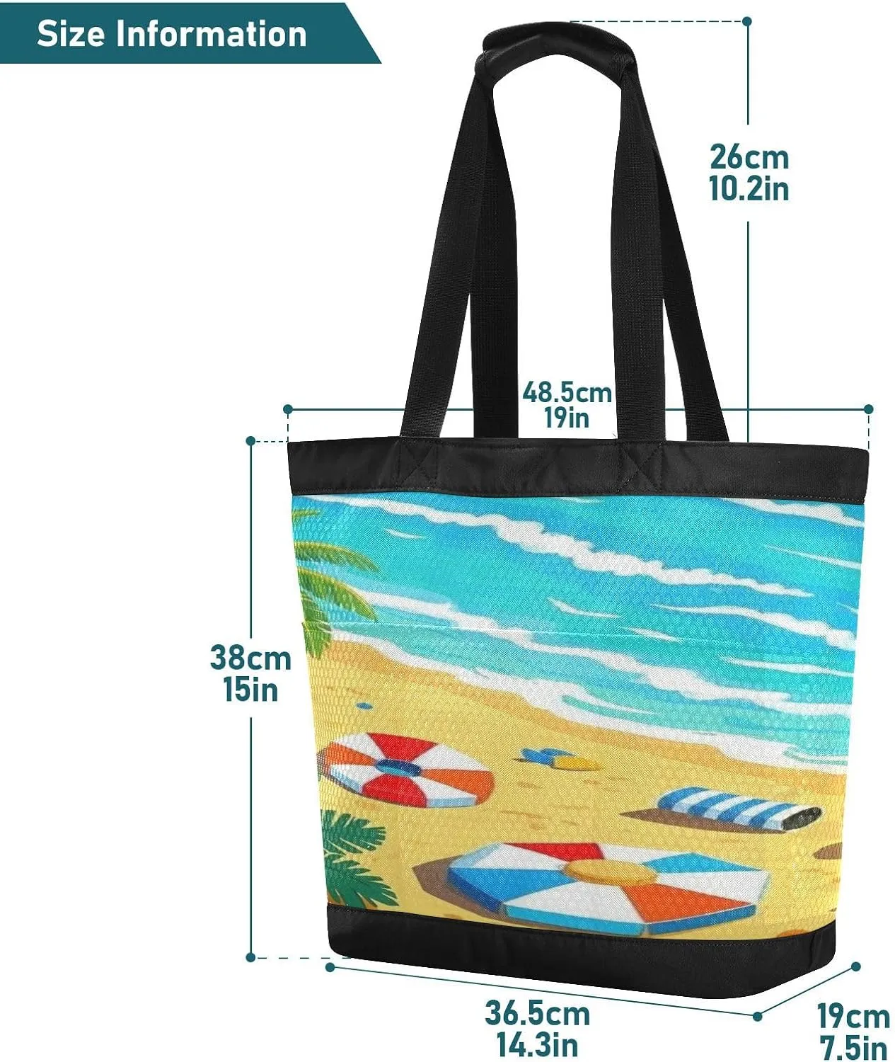 Beach Bag for Women Waterproof Sandproof Mesh Beach Tote Bag with Zipper and Pockets 200