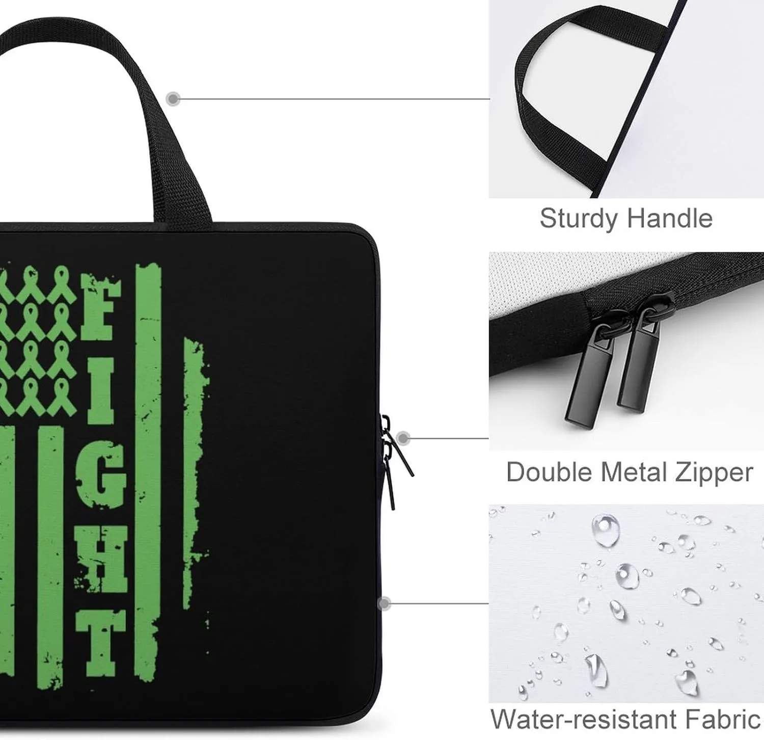 Bile Duct Cancer Awareness Fashion Laptop Sleeve Bag for Women Men Computer Carrying Case Protective Cover Gift 13inch