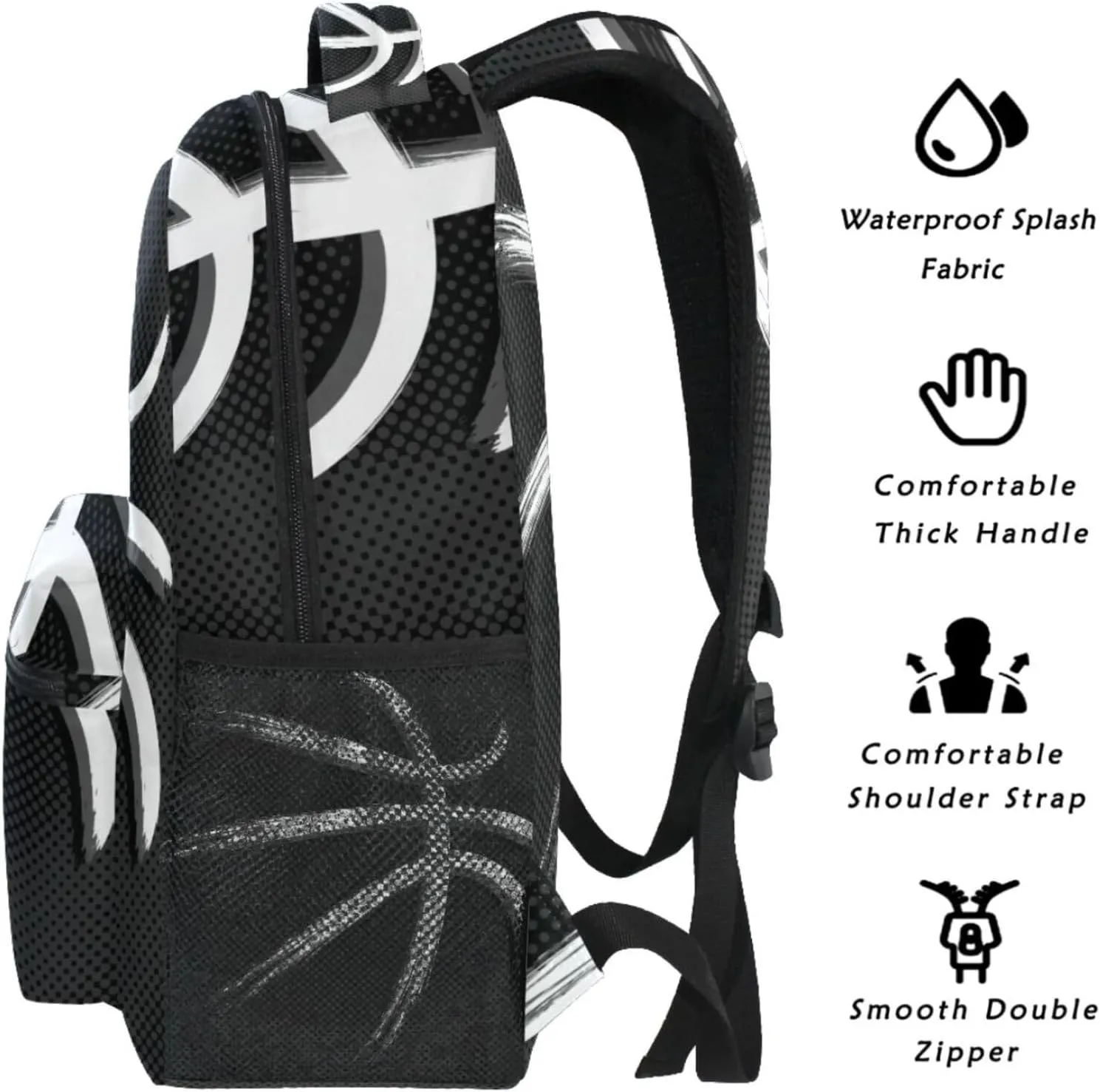 Black Basketball Backpack Bookbag Daypack Travel Hiking Camping School Laptop Bag