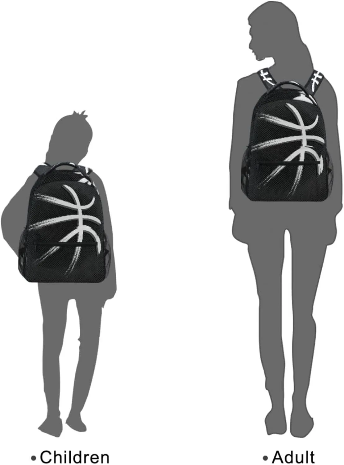 Black Basketball Backpack Bookbag Daypack Travel Hiking Camping School Laptop Bag