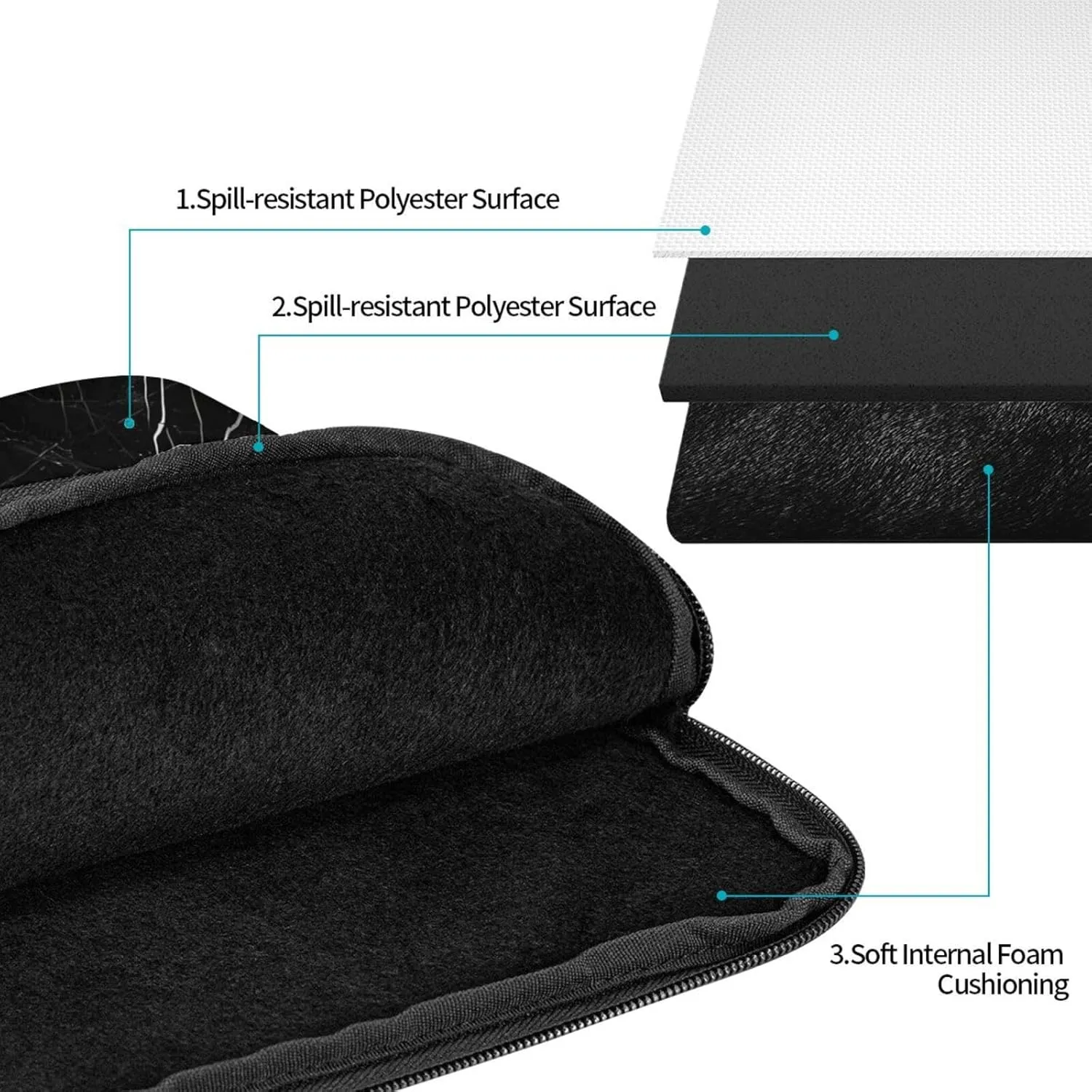 Black Marble Veins Laptop Inner Bag Laptop Sleeve Case Briefcase Carrying Laptop Cover