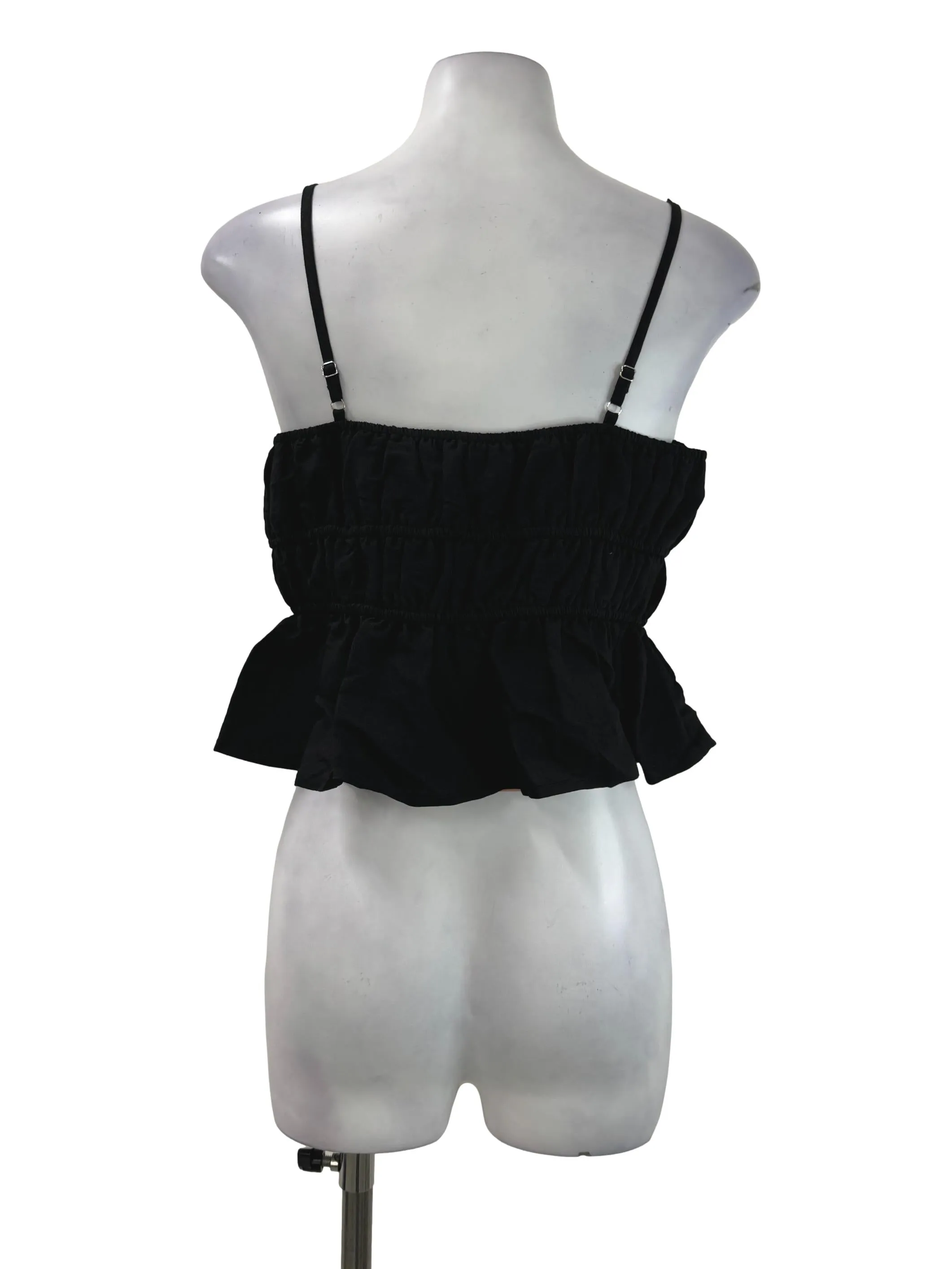 Black Ruched Sleeveless Blouse