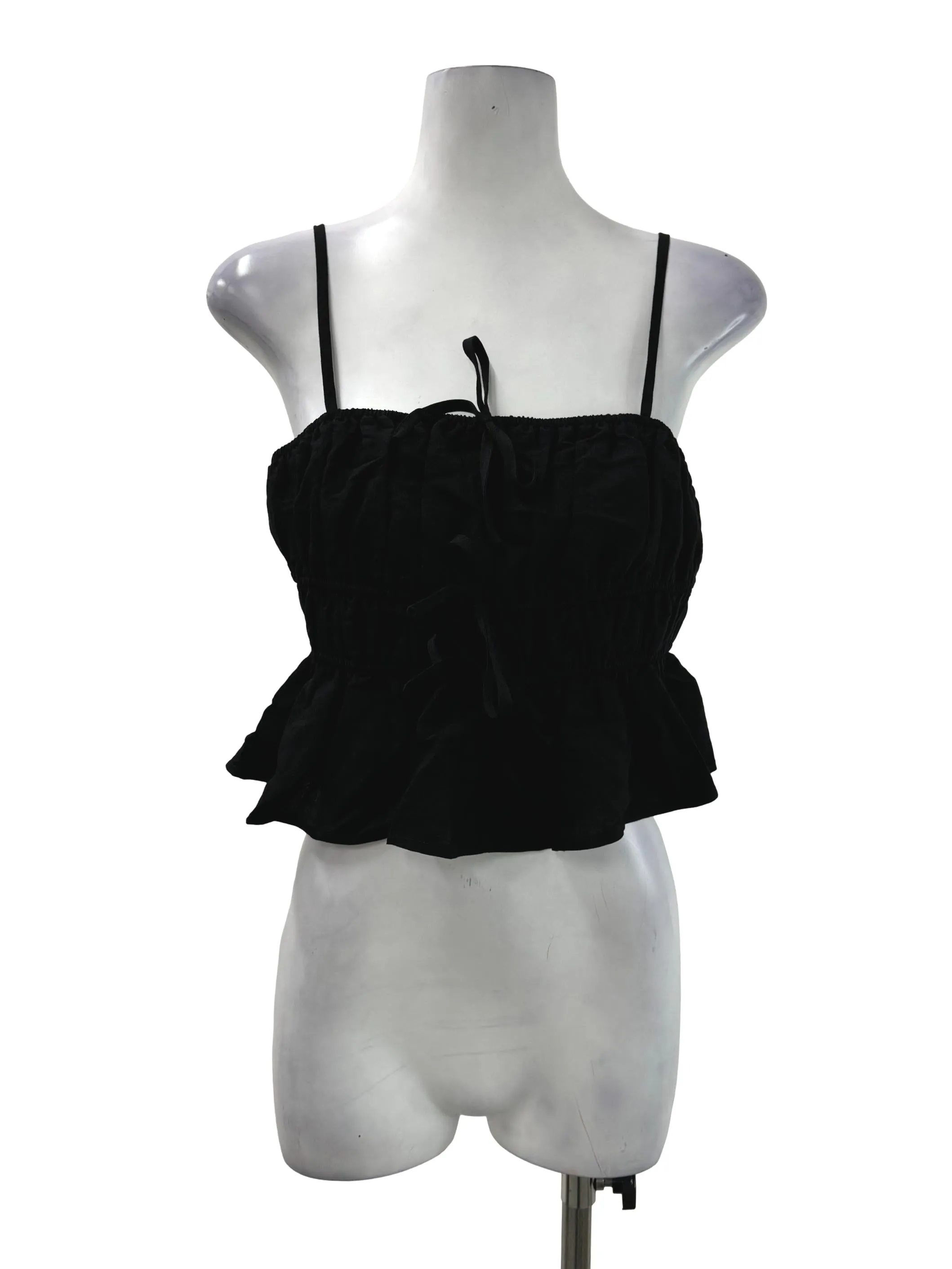 Black Ruched Sleeveless Blouse