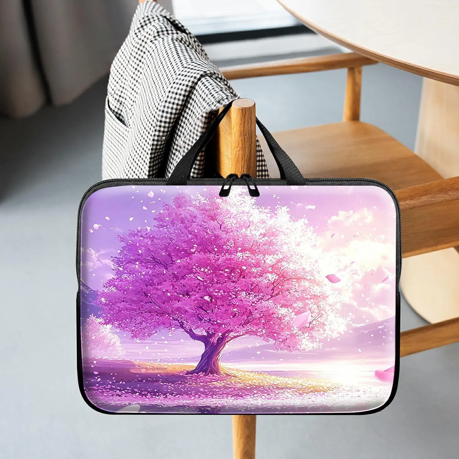 Blooming Cherry Blossoms Theme Laptop Sleeve Case Notebook Sleeve PC Messenger Bag Durable Travel Laptop Bag Handbag 13-14 Inch with Handle for Laptop/Notebook/Tablet Laptop