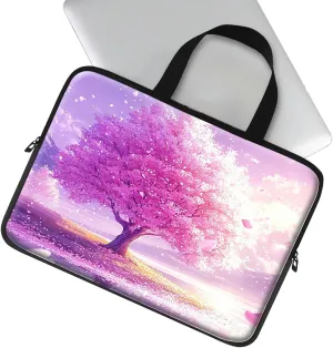 Blooming Cherry Blossoms Theme Laptop Sleeve Case Notebook Sleeve PC Messenger Bag Durable Travel Laptop Bag Handbag 13-14 Inch with Handle for Laptop/Notebook/Tablet Laptop