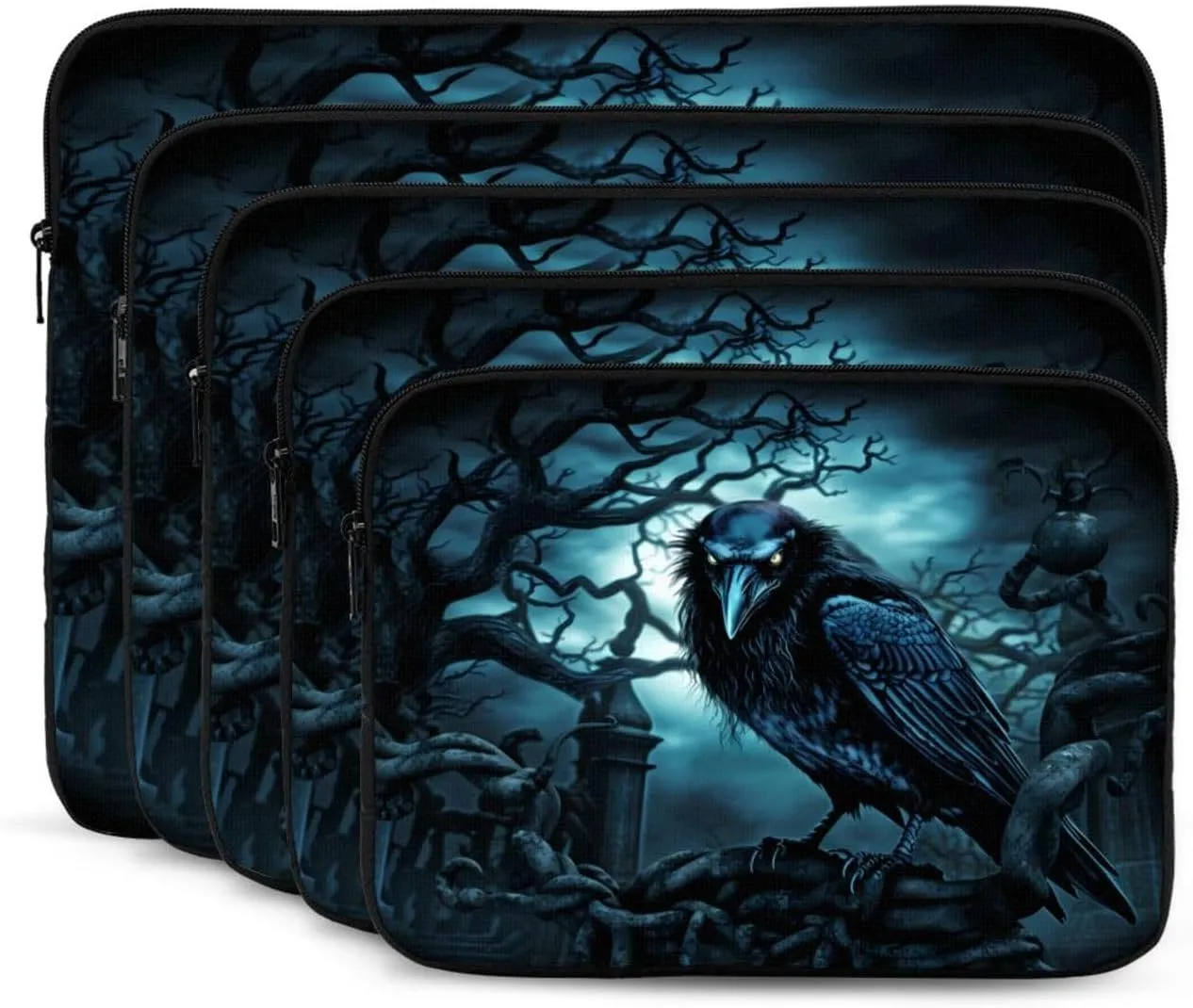 Blue Black Crow Pattern Shockproof Portable Laptop 17 inch Sleeve Bag for Men and Women - Ideal for Business Travel, School, and Daily Use