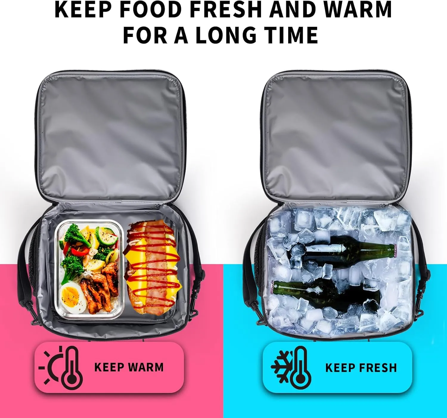 Blue Lightning Pattern Lunch Bag Blue Fire Dragon Lunch Boxes for Women/Man Office Work Travel, School, Work, Picnic, Durable Reusable Insulated Large Lunch Tote Bag with Adjustable Shoulder Strap
