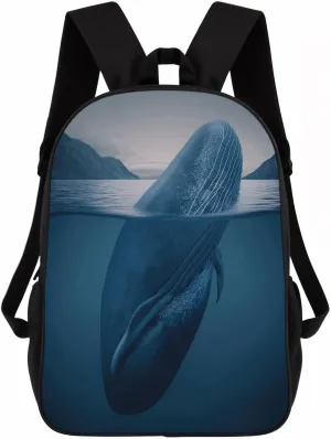 Blue Whale Backpack Casual Daypack Wild Animal Print Laptop Bag Bookbag for Work Travel Hiking 17 Inch Style 4