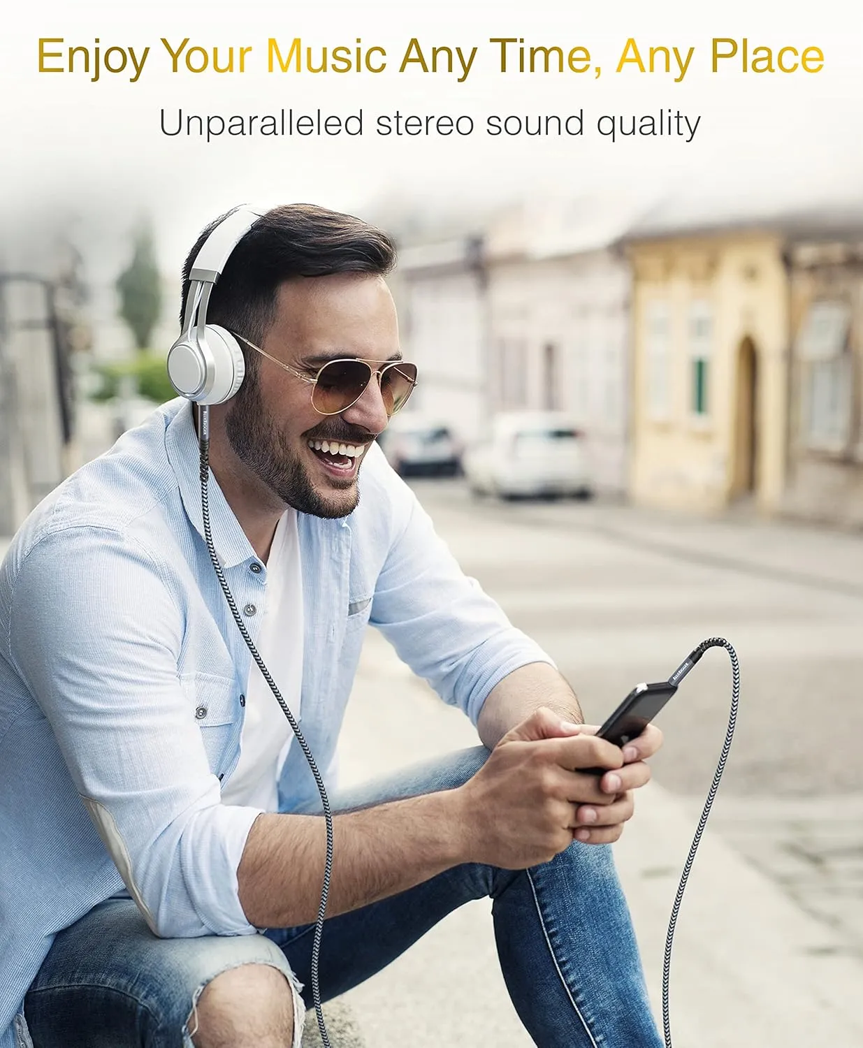 BlueRigger 3.5mm Stereo Audio Cable (25FT, 24K Gold Plated Jack, Auxiliary Cable, Male to Male, Hi-Fi Sound) – Aux Cord for Headphones, Home Car Stereo, Speaker, Amplifier, Phones, Tablets, Laptops