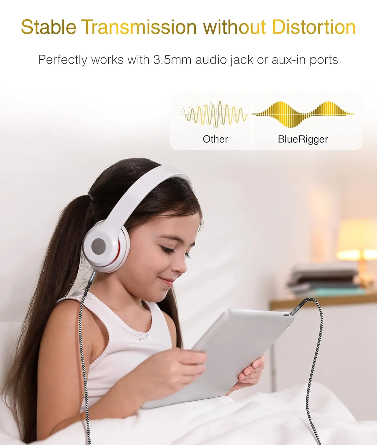 BlueRigger 3.5mm Stereo Audio Cable (25FT, 24K Gold Plated Jack, Auxiliary Cable, Male to Male, Hi-Fi Sound) – Aux Cord for Headphones, Home Car Stereo, Speaker, Amplifier, Phones, Tablets, Laptops