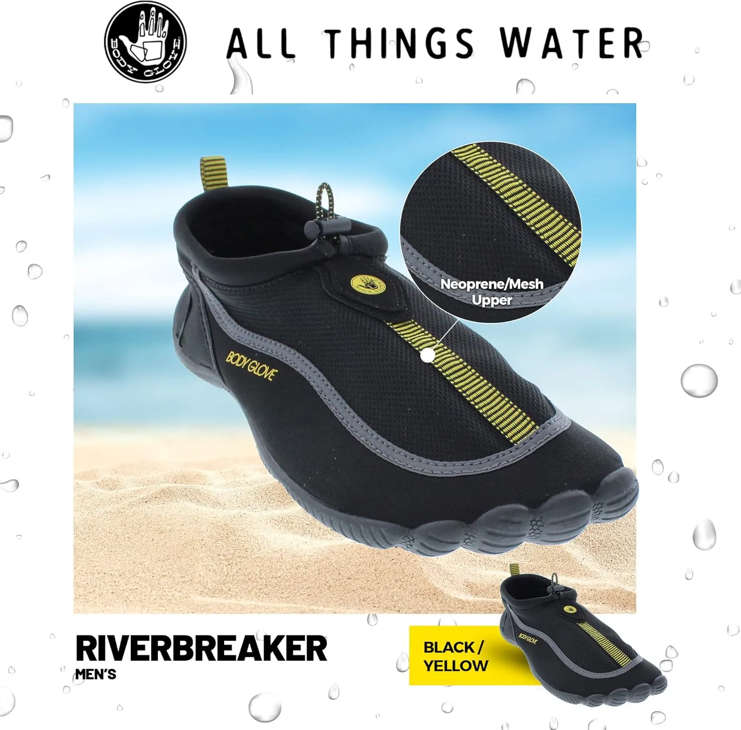 Body Glove Men's Riverbreaker Quick-Dry Water Socks - Beach & Swim Aqua Shoes