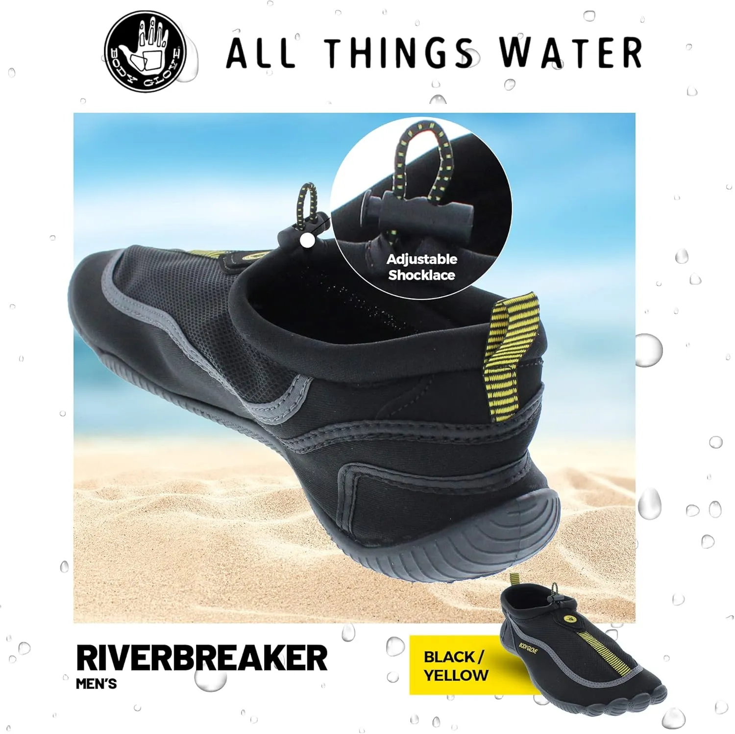 Body Glove Men's Riverbreaker Quick-Dry Water Socks - Beach & Swim Aqua Shoes