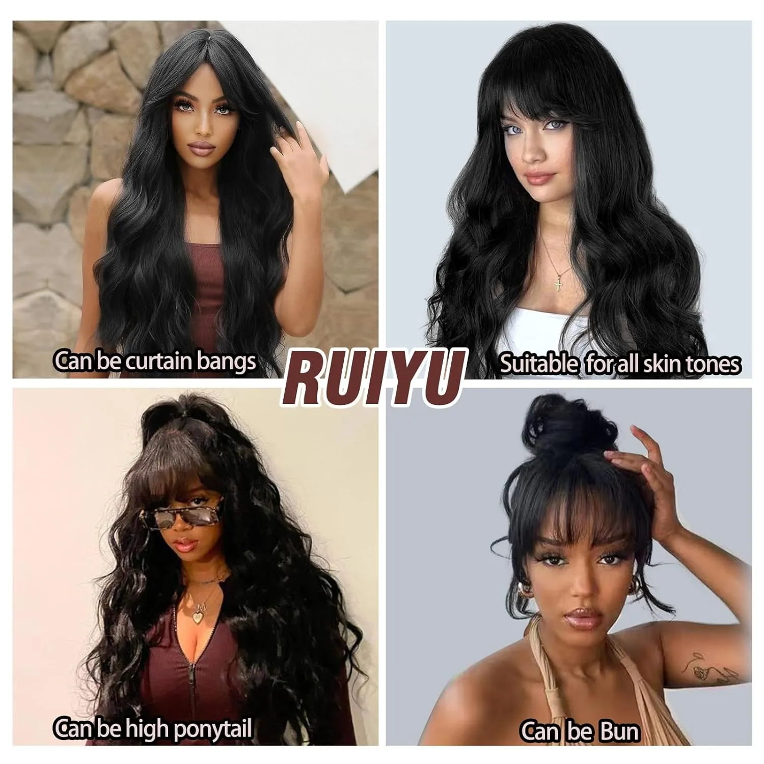 Body Wave 2x4 Lace Closure Wigs Human Hair Wigs with Bangs for Black Women Wear and Go Glueless Wig with Bangs 180% Density Front 100% Brazilian Virgin Human Hair 24 Inch