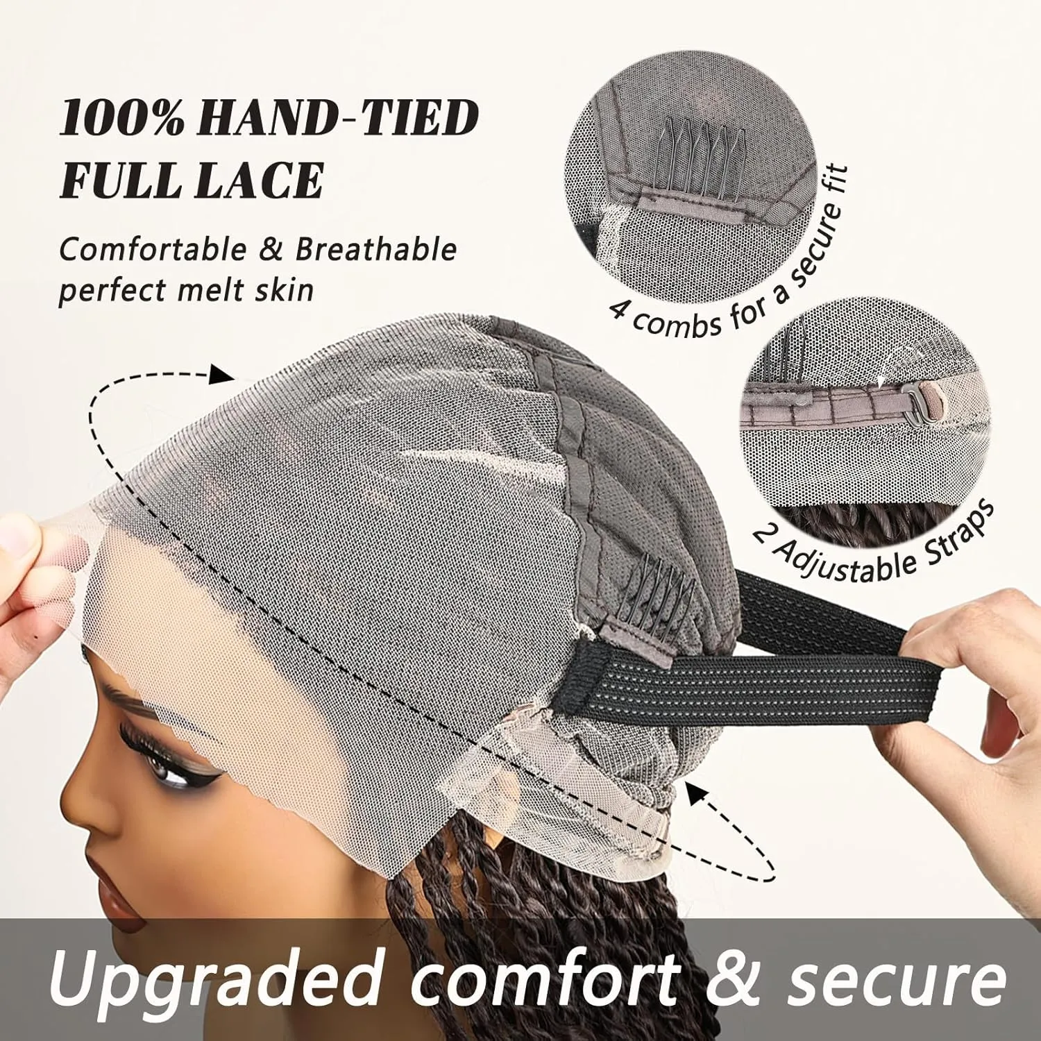 Bohemian Knotless Full Lace Braided Wigs for Women Boho island Twist Wig with Curly End Handmade Synthetic Braided Wigs with Natural Hairline Chocolate Brown 30 Inch