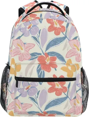 Bookbags Laptop Backpack for High School Bag Boys Girls Flowers Sketching Naive Travel College Teens Student Casual Shoulder Daypack
