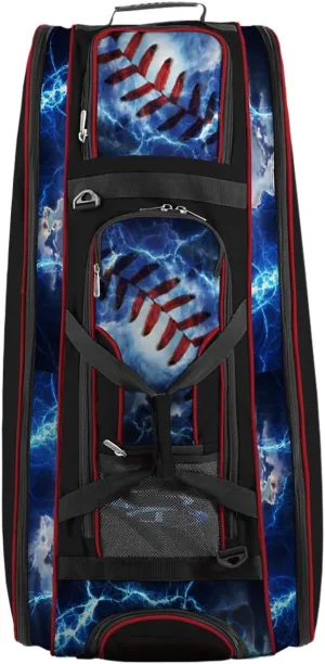 Boombah Beast Rolling Bat Bag 2.0-40" x 14" x 13" - The Natural Black/Red/White - Holds 8 Bats, Glove and Shoe Compartments