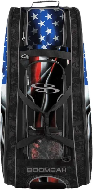 Boombah Beast Rolling Bat Bag 2.0-40" x 14" x 13" - USA Black Ops Black/Royal/Red - Holds 8 Bats, Glove and Shoe Compartments