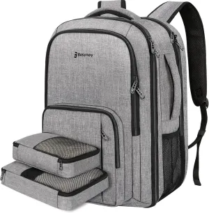 Bosynoy Travel Backpack for Women Airline Approved, Extra Large Carry on Backpack for Men TSA Approved Backpack with 2 Packing Cubes College Backpack Fits 17 Inch Laptop 50L