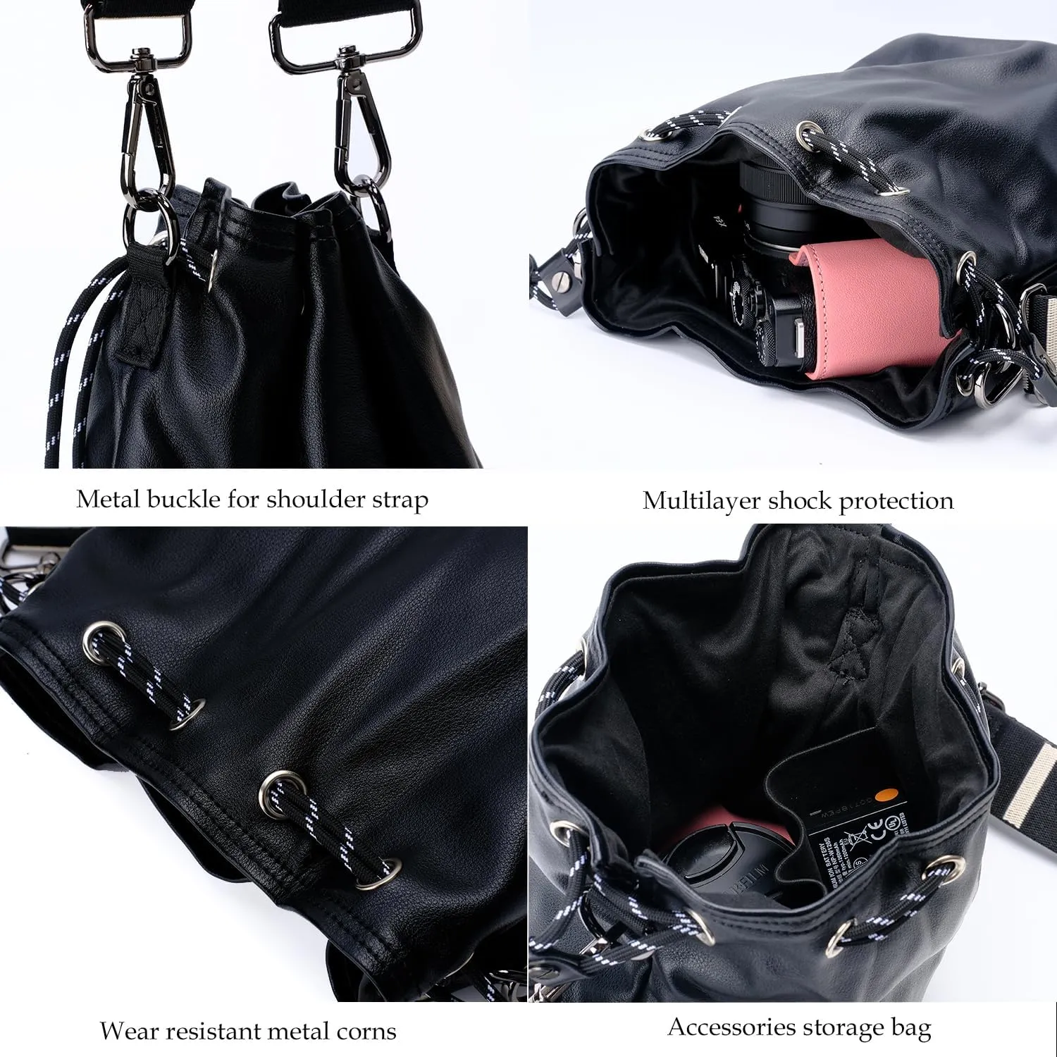 Bowan Small Camera Bag,Camera casing bag,Soft Cute Camera Pouch Handbag compatible with Mirrorless Cameras/Nikon/Canon/Sony/Fuji Camera Case (black, Small)