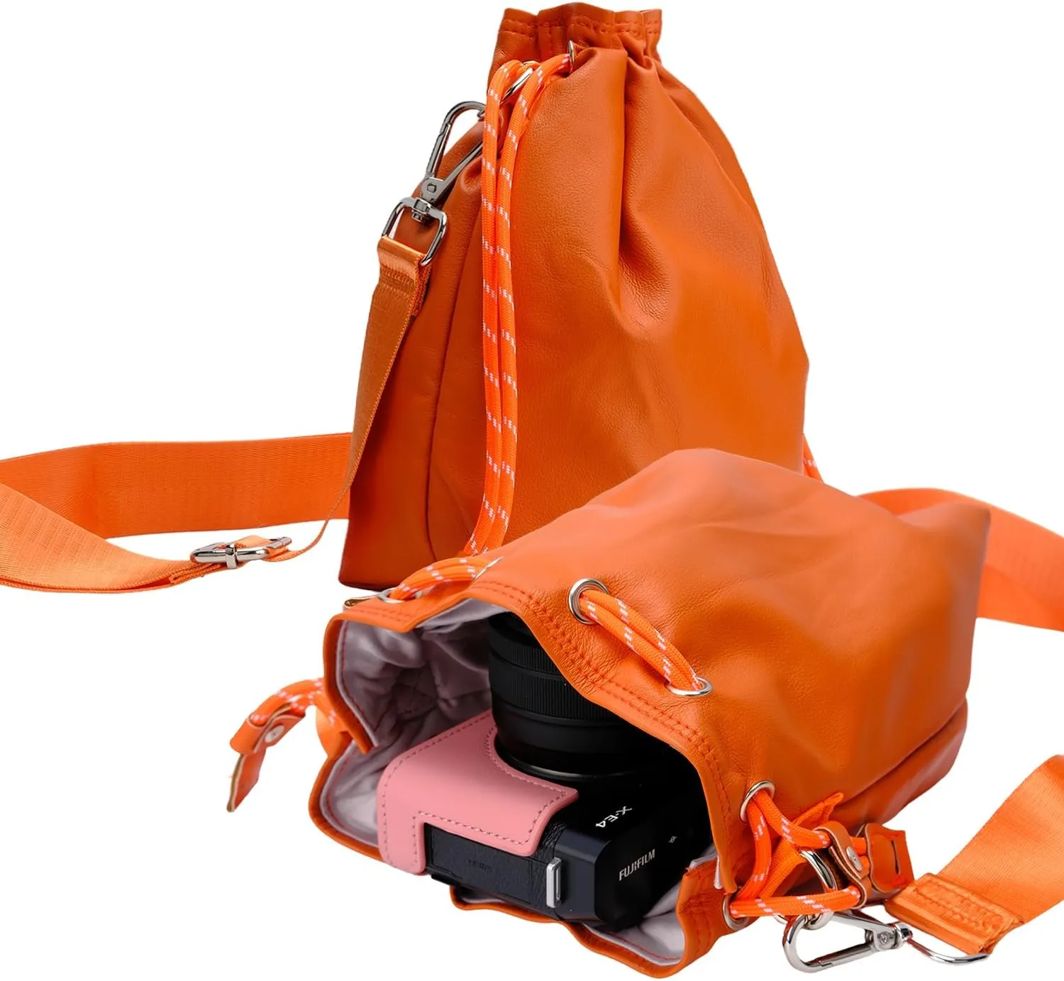 Bowan Small Camera Bag,Camera casing bag,Soft Cute Camera Pouch Handbag compatible with Mirrorless Cameras/Nikon/Canon/Sony/Fuji Camera Case (orange, Small)