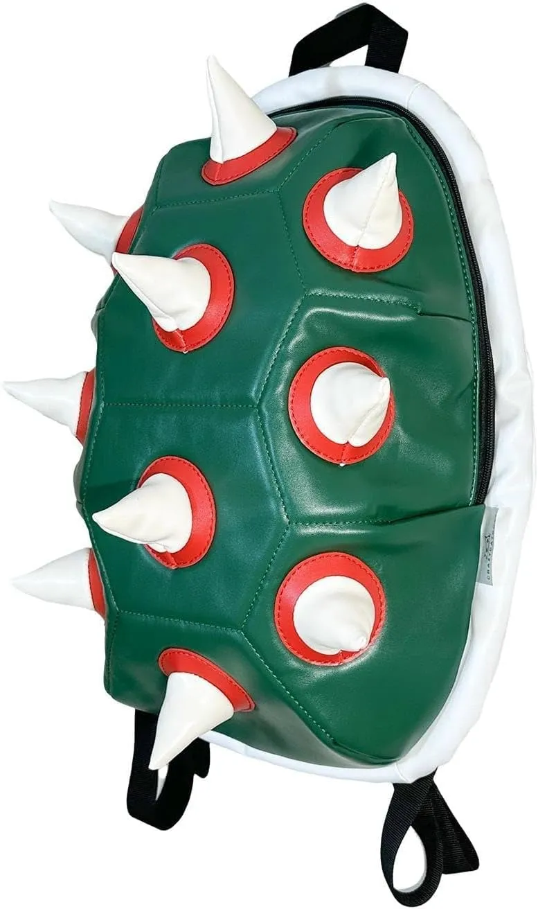 Bowsette Koopa Cosplay Props White Spiked Laptop Backpack, 14 Inch,Green Turtle Shell Cosplay Backpack