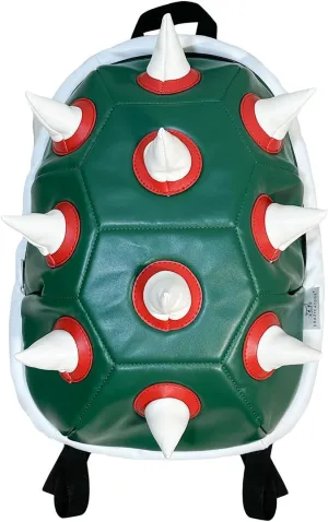 Bowsette Koopa Cosplay Props White Spiked Laptop Backpack, 14 Inch,Green Turtle Shell Cosplay Backpack