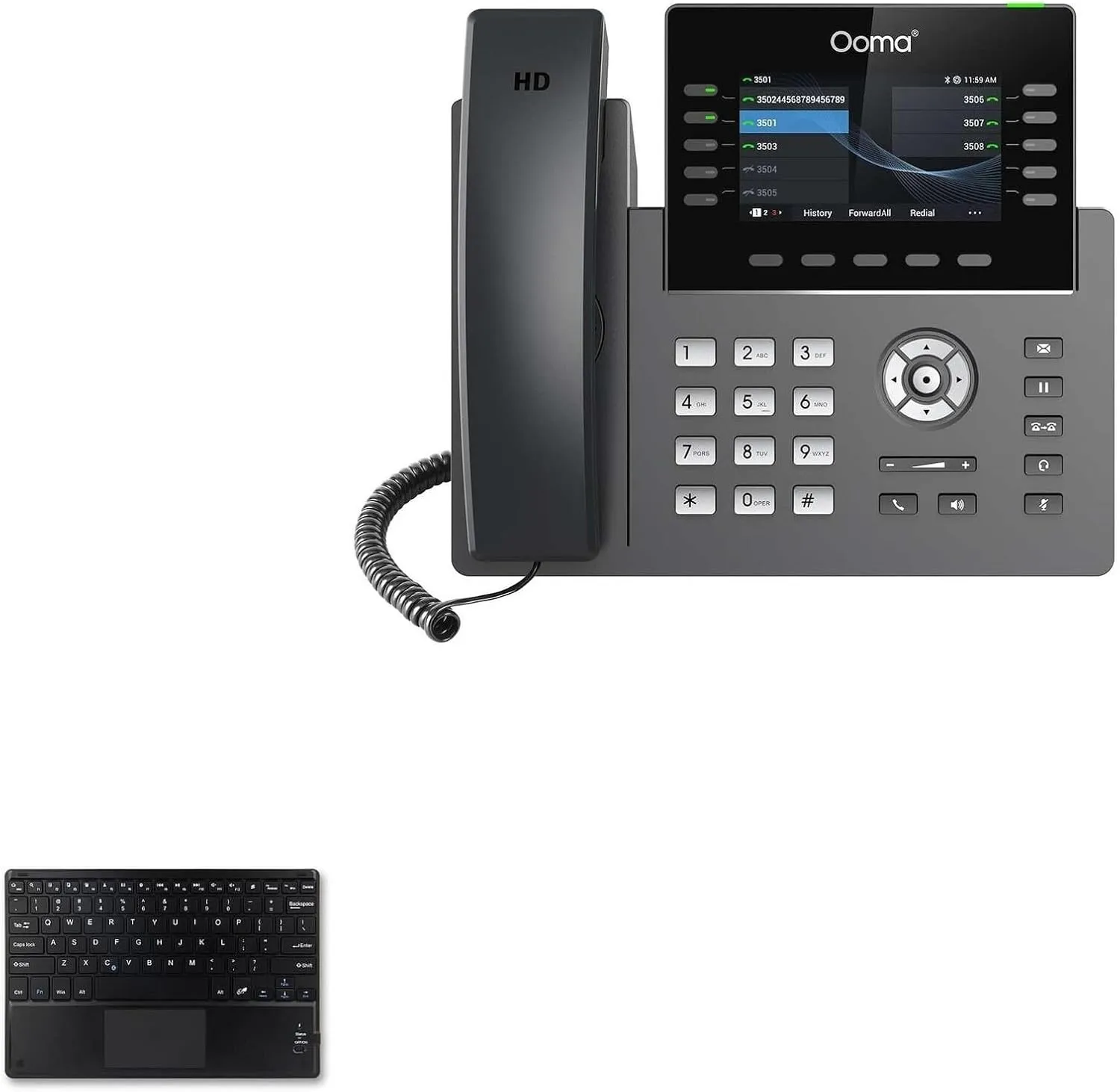 BoxWave Keyboard Compatible with Ooma 2615W IP Phone - SlimKeys Bluetooth Keyboard with Trackpad, Portable Slim TouchPad - Jet Black