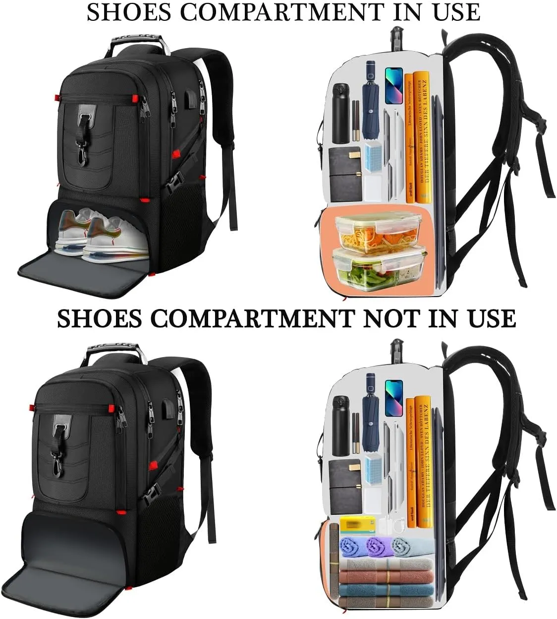 Boy School Backpack with Shoe Compartment,Gym Backpack with 17.3 inch Laptop Compartment for Men Women,Teens Bookbag College Student Travel Mochilas Escolares para Adolescentes