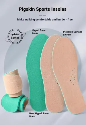 Breathable Pigskin Insoles, 2 Pairs, Shock Apsorption Shoe Inserts,Deodorant Feet Cushions for Men and Women's Leather Shoes