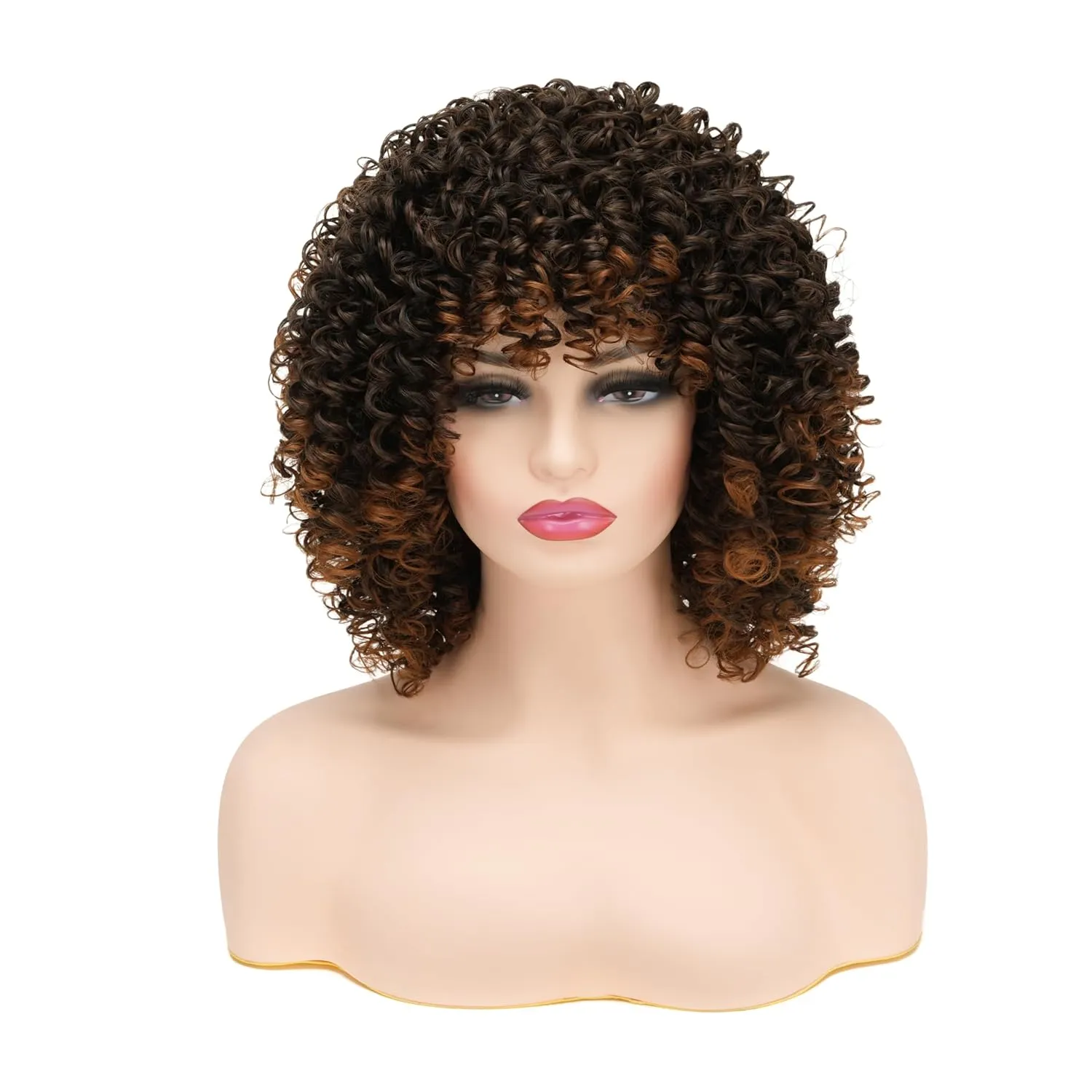 Brown Afro Kinky Wig for Black Women,Short Curly Wig Synthetic Heat Resistant Hair for Daily Party Halloween Use