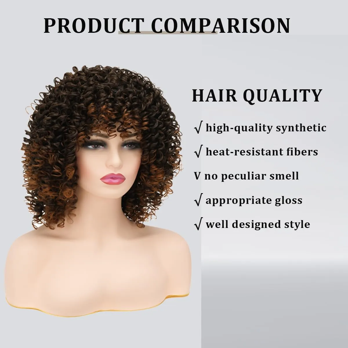 Brown Afro Kinky Wig for Black Women,Short Curly Wig Synthetic Heat Resistant Hair for Daily Party Halloween Use