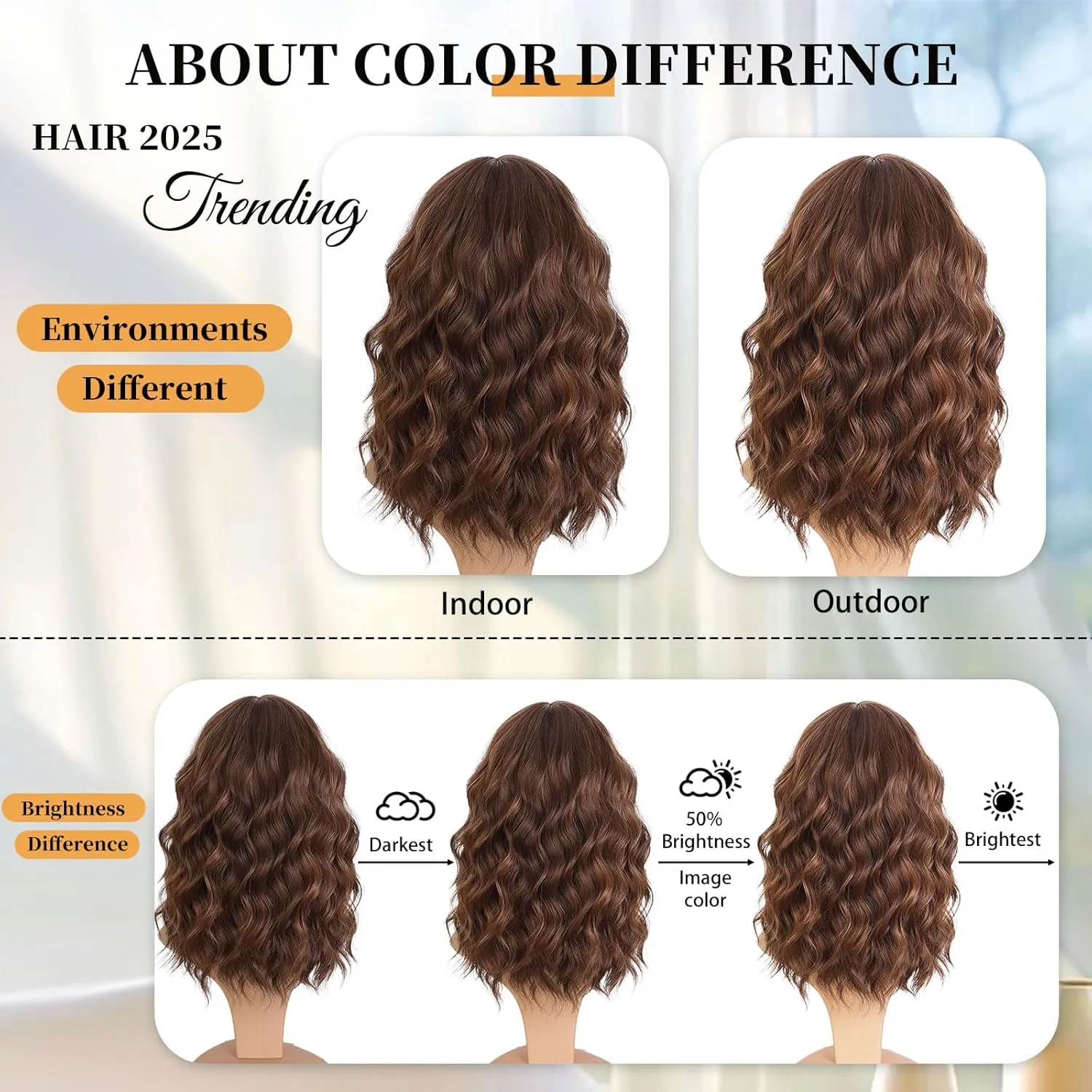 Brown Highlights Wigs with Bangs Short Wigs for Women Bob Curly Wavy Hair Shoulder Length Synthetic Wig Natural Wigs for Cosplay Daily Use