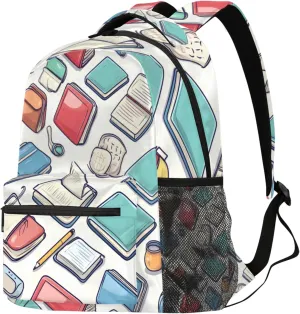 Budxapjw Education Book Travel Laptop Backpack for Women Men Book Pattern Waterproof Bag with Adjustable Padded Shoulder Straps for Business Work Travel Hiking Camping