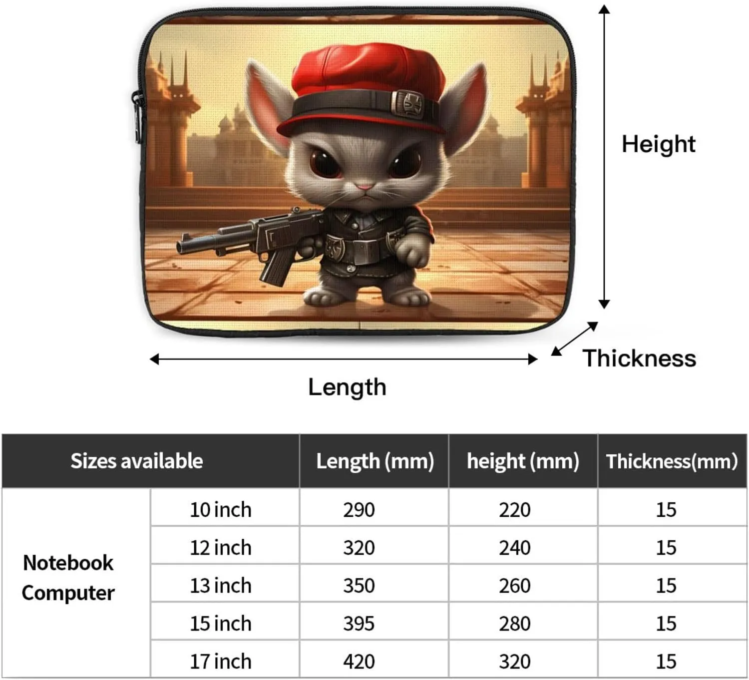 Bunny With Gun Laptop Inner Bag Laptop Sleeve Case Briefcase Carrying Laptop Cover