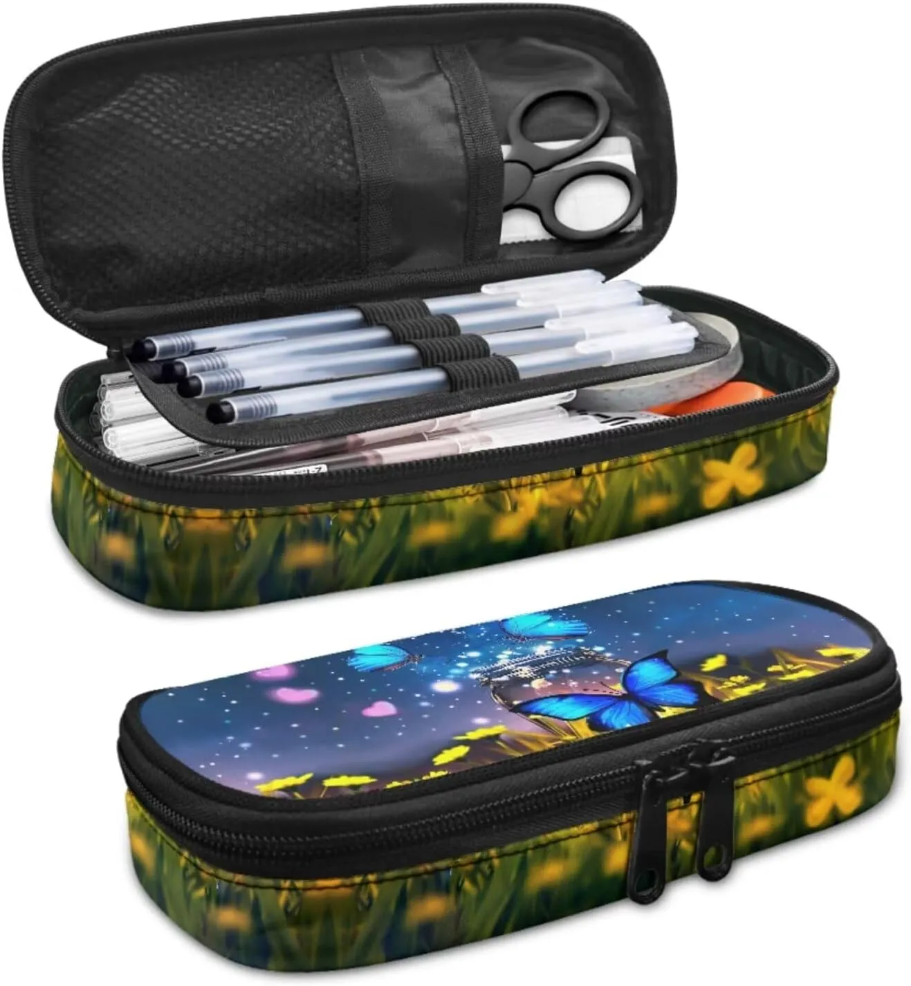 Butterfly Kids Backpack for Boys with Insulated Bento Lunch Case Cool School Shoulder Bag with 1 Compartment Wear Resistant Meadow Bookbag Set for Kids Elementary School Student