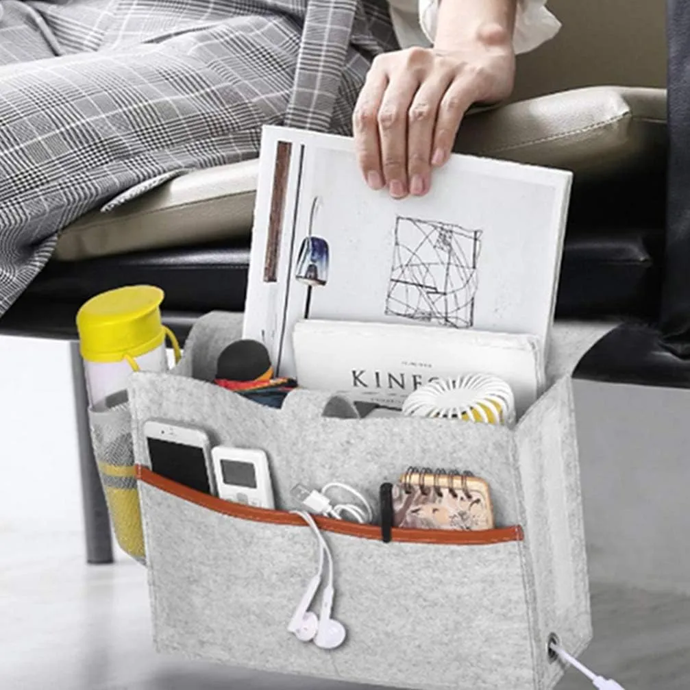 Cabilock Laptop and Bedside Essentials Storage Bag Felt Pouch Modern Style for Dorm Rooms