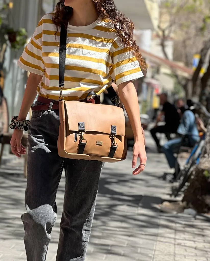 Camel Vegan Leather 'Jaffa' Backpack/Side Bag