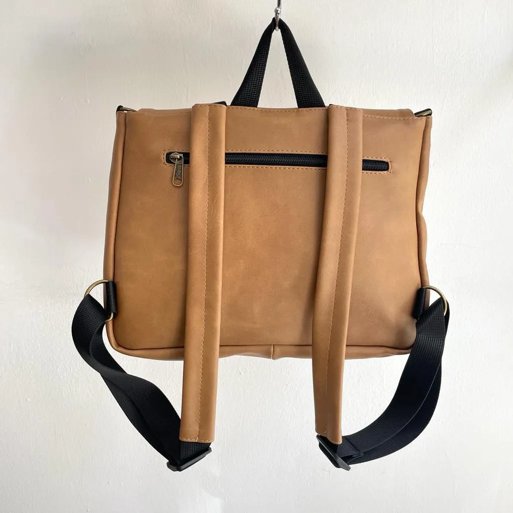 Camel Vegan Leather 'Jaffa' Backpack/Side Bag