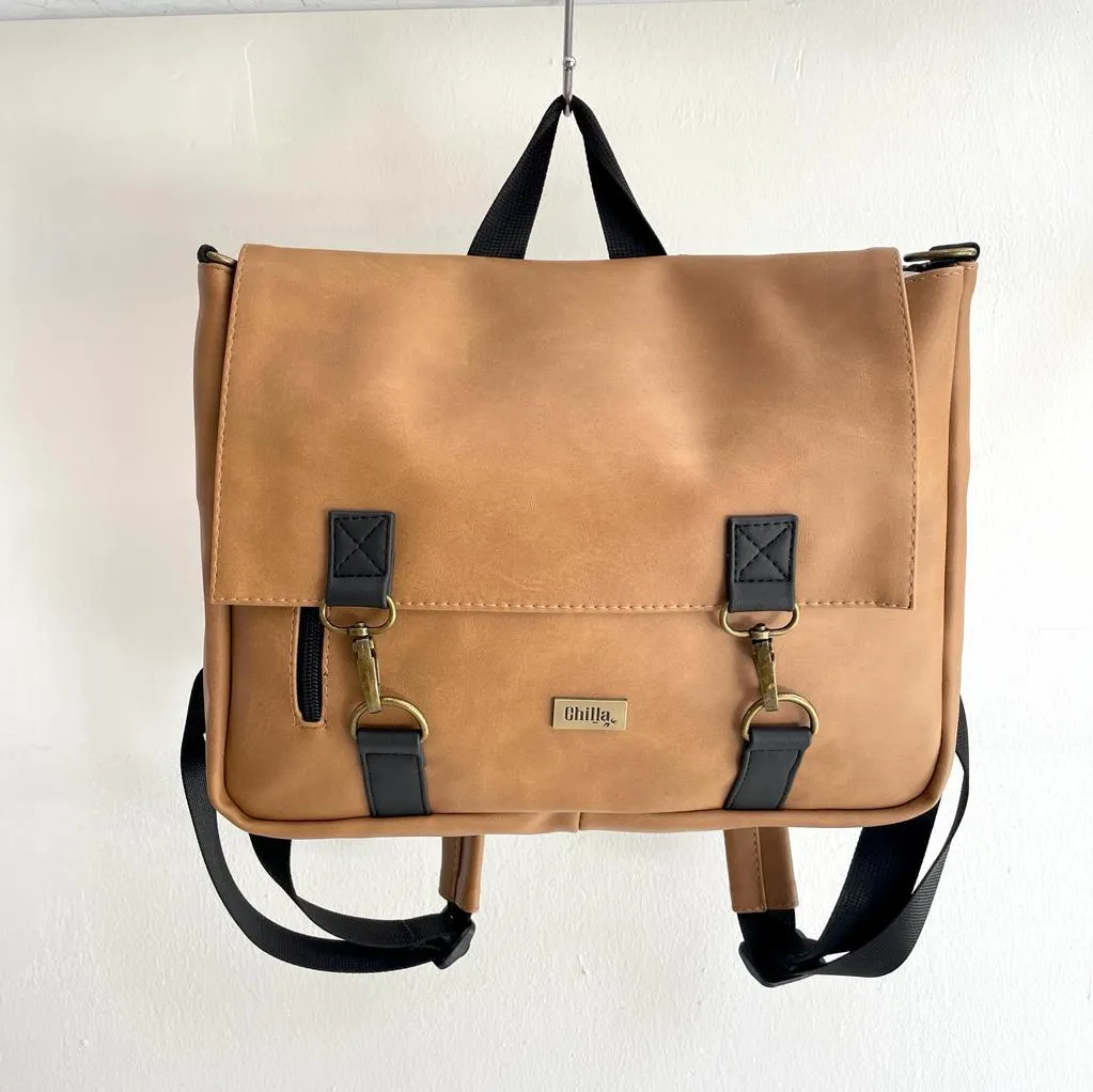 Camel Vegan Leather 'Jaffa' Backpack/Side Bag