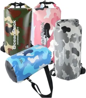 Camouflage Drift Waterproof Bag Single Shoulder Double Dry Bag Outdoor Waterproof Bag (Color : Blue 30L Shoulders, Size : X)