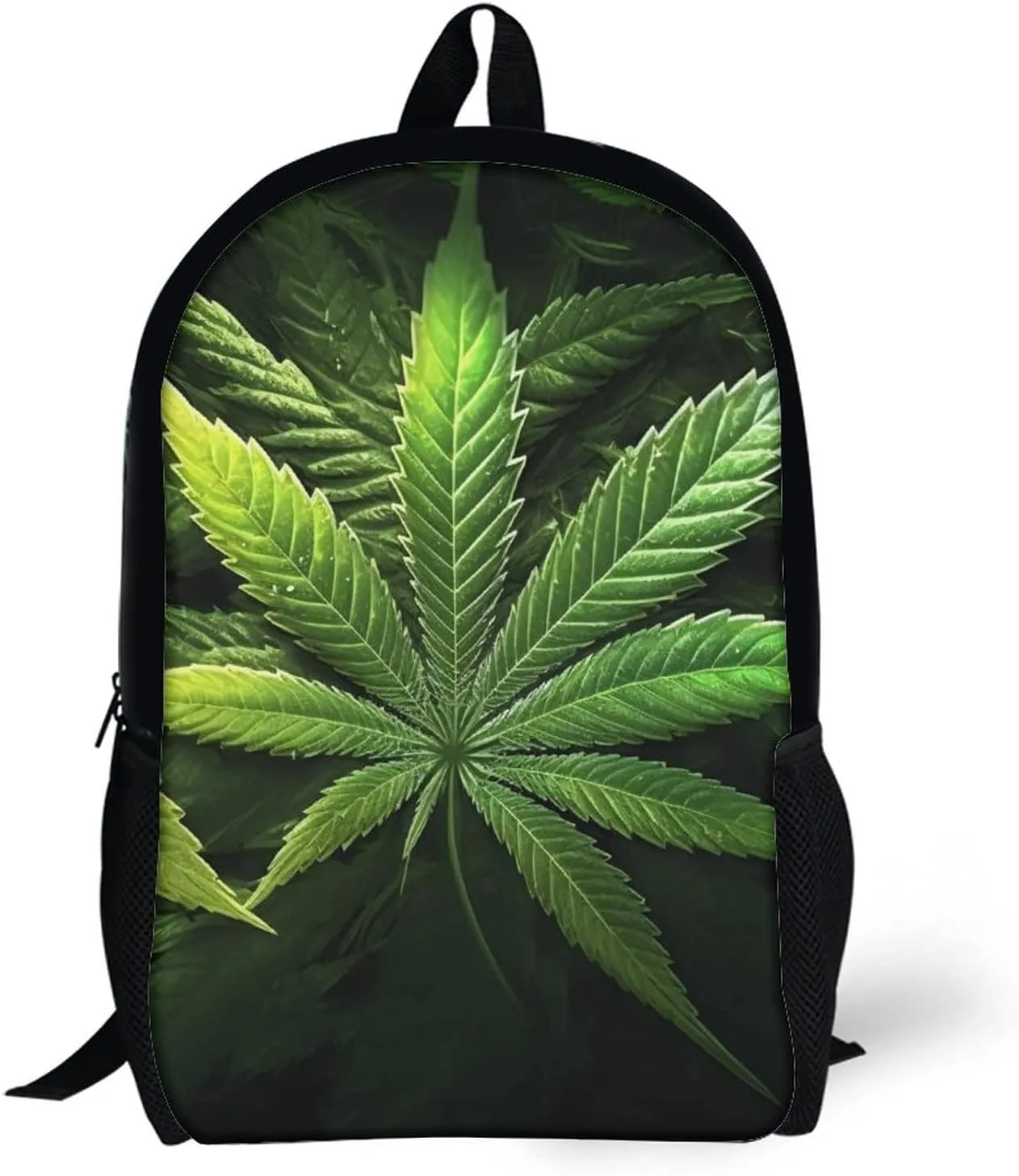 Cannabis Leaf Marijuana Herb Weed Backpack with Adjustable Straps, Suitable for Travel Picnics Activities