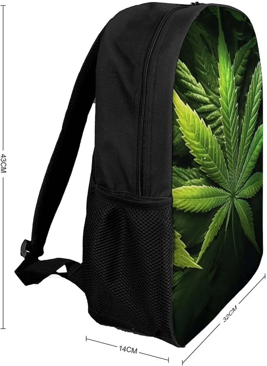 Cannabis Leaf Marijuana Herb Weed Backpack with Adjustable Straps, Suitable for Travel Picnics Activities