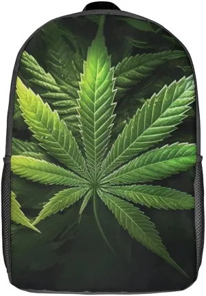 Cannabis Leaf Marijuana Herb Weed Backpack with Adjustable Straps, Suitable for Travel Picnics Activities