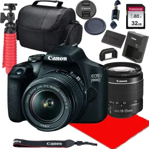 Canon EOS 2000D / Rebel T7 DSLR Camera w/ 18-55mm F/3.5-5.6 is II Lens   32GB SD Card   More (Renewed)