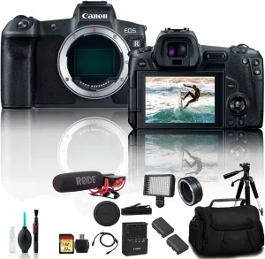 Canon EOS R Mirrorless Digital Camera 3075C002 with Extra Battery, EF Mount Adapter, Bag, 32GB Memory Card, Rode Mic and More (Renewed)